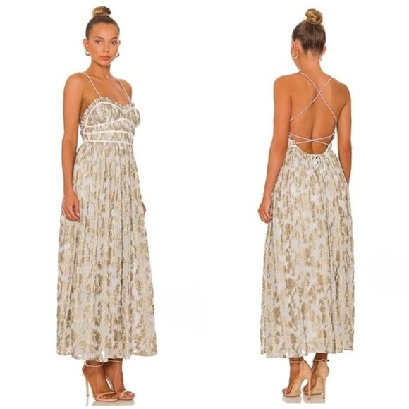 NWT Free People Charlie Bustier Maxi Dress In Ivory Combo - Picture 1 of 10